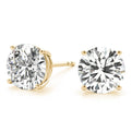 Yellow Gold Four Prong Basket Set Round Brilliant Lab-Grown Diamond Stud Earrings