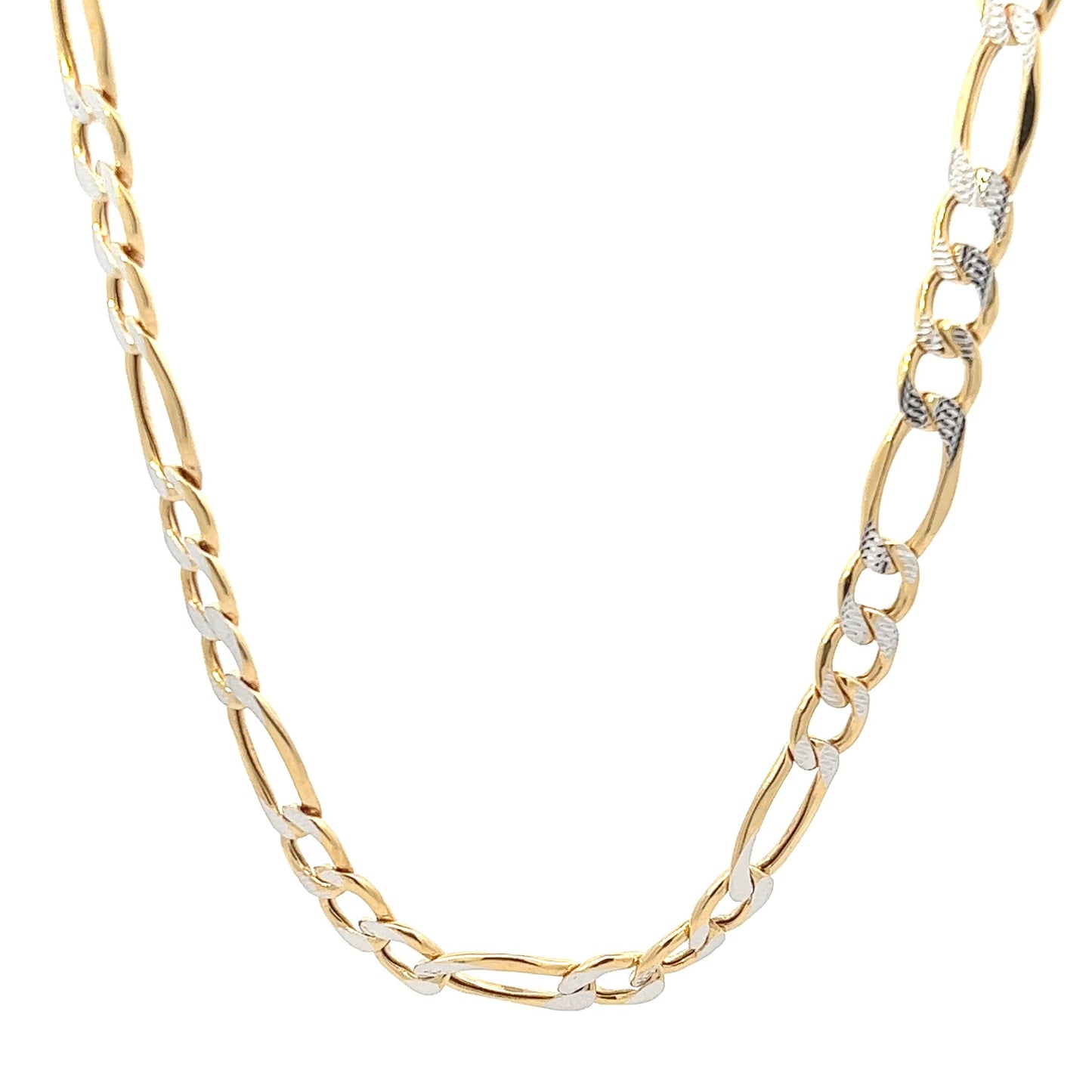 14K Yellow Gold Diamond Cut Figaro Chain (23") 