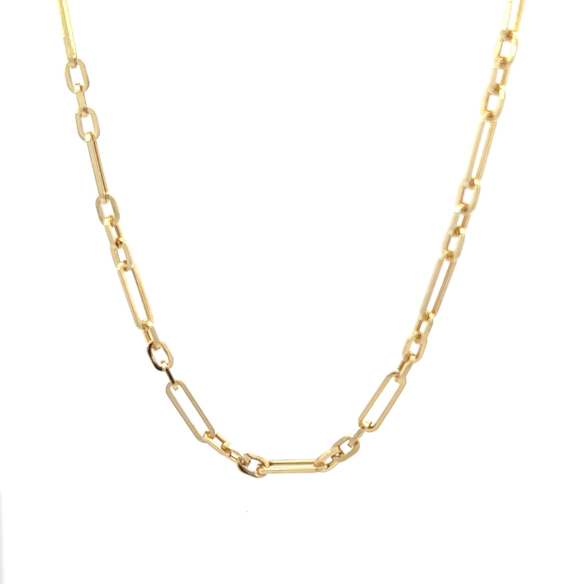 14K Yellow Gold Long Link Figaro Chain (16")