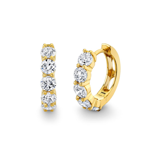 18K Yellow Gold Diamond Huggie Hoop Earrings (2.37ctw)