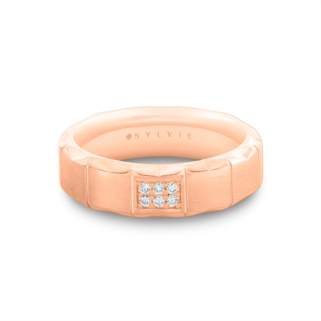 Fluted Shell Brushed Diamond Mens Band - Griffin