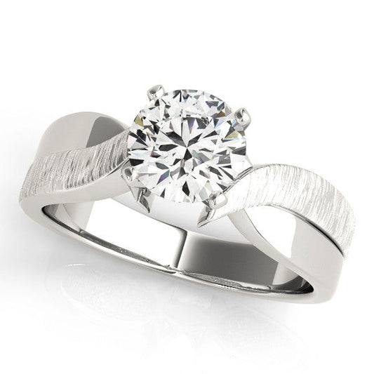 14K White Gold Round Brilliant Diamond Wide Soliatire Engagement Ring (1ct)