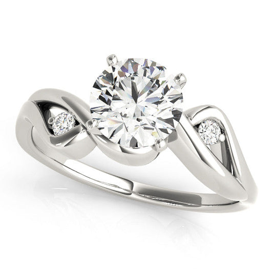 14K White Gold Round Brilliant Diamond Bypass Engagement Ring With Diamond Accents (1.05ct)