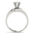 14K White Gold Round Brilliant Diamond Bypass Solitaire Engagement Ring (1ct)