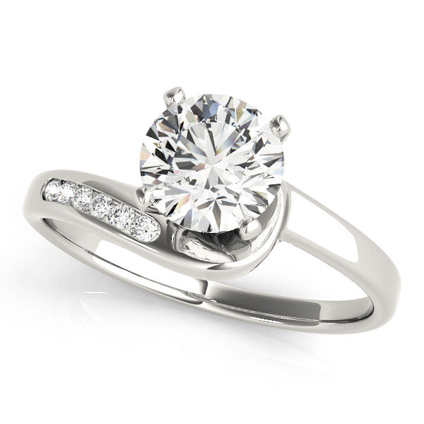 14K White Gold Round Brilliant Diamond Bypass Engagement Ring With Channel Diamond Accents (1.05ctw)