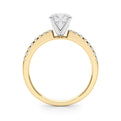 14K Yellow Gold Round Brilliant Diamond Cathedral Engagement Ring With Pave Accent Diamonds (1.20ctw)