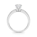 14K White Gold Round Brilliant Diamond Cathedral Engagement Ring With Pave Accent Diamonds (1.20ctw) 