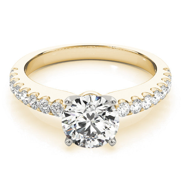 14K Yellow Gold Round Brilliant Diamond Engagement Ring With Pave Accents (1.25ctw)