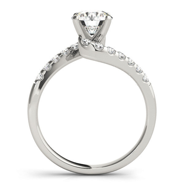 14K White Gold Round Brilliant Diamond Bypass Engagement Ring With Pave Accents (1.25ctw)