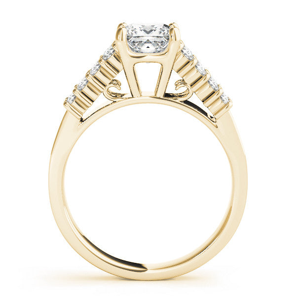 14K Yellow Gold Princess Diamond Engagement Ring With Two Row Prong Set Accents (1.50ctw)