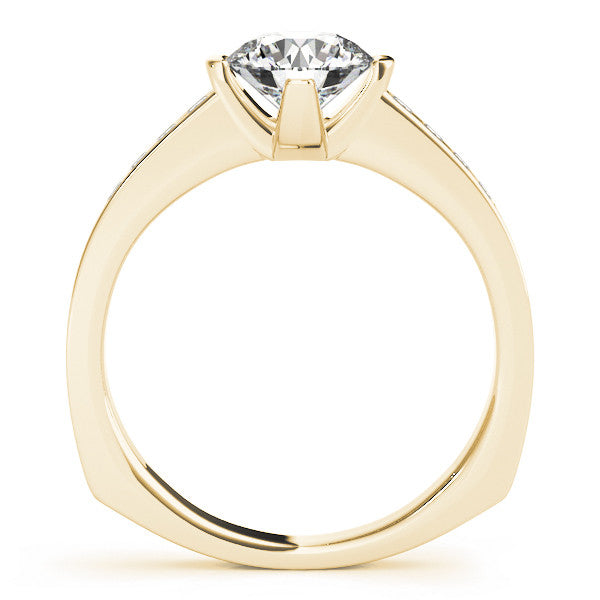 14K Yellow Gold Round Brilliant Diamond Bar Set Engagement Ring With Channel Set Accents (1.25ctw)