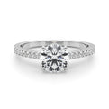 14K White Gold Round Brilliant Diamond Engagement Ring With Pave Accents (1.02ctw)