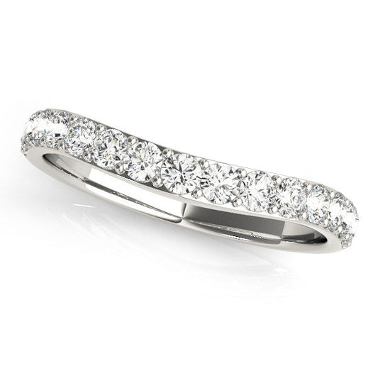 14K White Gold Round Brilliant Diamond Curved Wedding Ring (.25ctw)