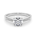 14K White Gold Round Brilliant Diamond Engagement Ring With Channel Diamond Accents (1.07ctw)