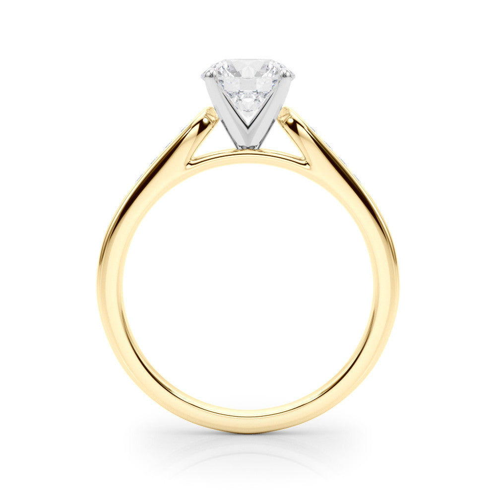 14K Yellow Gold Round Brilliant Diamond Engagement Ring With Channel Diamond Accents (1.07ctw)