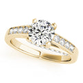 14K Yellow Gold Round Brilliant Diamond Channel Set Trellis Engagement Ring With Pave Accents (1.50ctw) 