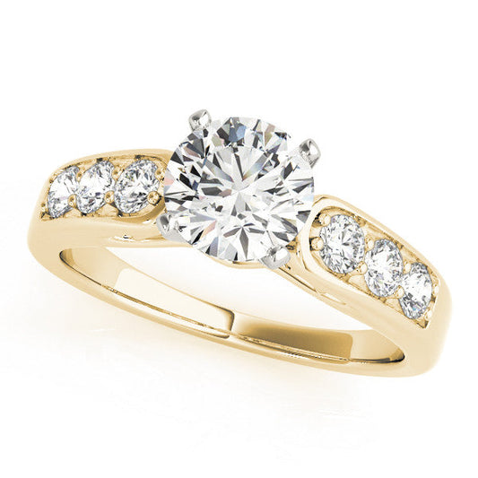 14K Yellow Gold Round Brilliant Diamond Engagement Ring With Channel Set Accents (1.38ctw)