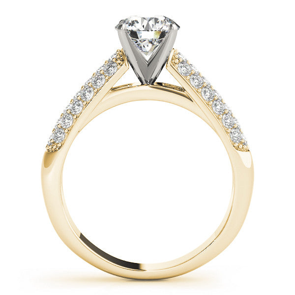 14K Yellow Gold Round Brilliant Diamond Engagement Ring With Micro Pave Accents (1.38ctw)