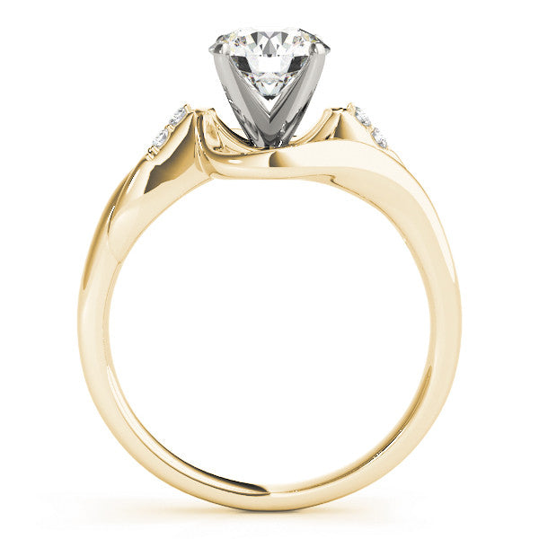 14K Yellow Gold Round Brilliant Diamond Modern Bypass Engagement Ring With Pave Accents (1.05ctw)