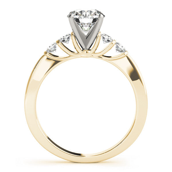 14K Yellow Gold Round Brilliant Diamond Engagement Ring With Modern Prong Accents (1.38ctw)