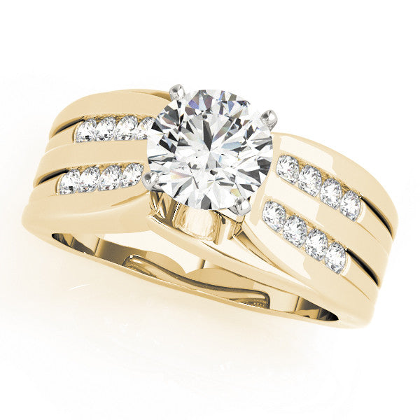 14K Yellow Gold Round Brilliant Diamond Multi-Row Engagement Ring With Channel Set Accents (1.38ctw)