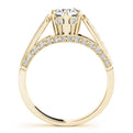 14K Yellow Gold Round Brilliant Diamond Hidden Halo Engagement Ring With Beaded Channel Set Accents (1.25ctw)