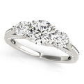 14K White Gold Round Brilliant Diamond Three Stone Engagement Ring With Mini Channel Accents (1.75ctw)