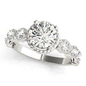 14K White Gold Round Brilliant Diamond Engagement Ring With Scalloped Round Diamond Accents (1.50ctw) 