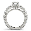 14K White Gold Round Brilliant Diamond Floating Prong Engagement Ring With Pave Accents (3.17ctw)