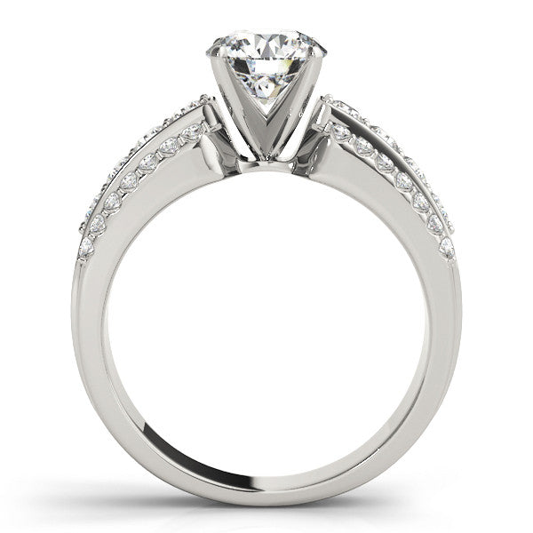 14K White Gold Round Brilliant Diamond Triple Row Engagement Ring With Multi-Sized Pave Accents (1.50ctw)