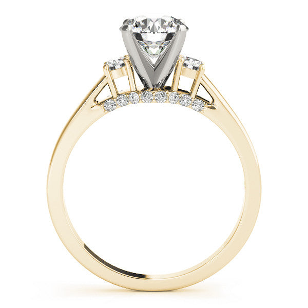 14K Yellow Gold Round Brilliant Diamond Three Stone Engagement Ring With Hidden Pave Accents (1.25ctw)