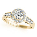 14k Yellow Gold Round Brilliant Diamond Hollow Leaf Halo Engagement Ring With Channel Set Accents (1.50ctw)