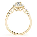 14k Yellow Gold Round Brilliant Diamond Hollow Leaf Halo Engagement Ring With Channel Set Accents (1.50ctw)