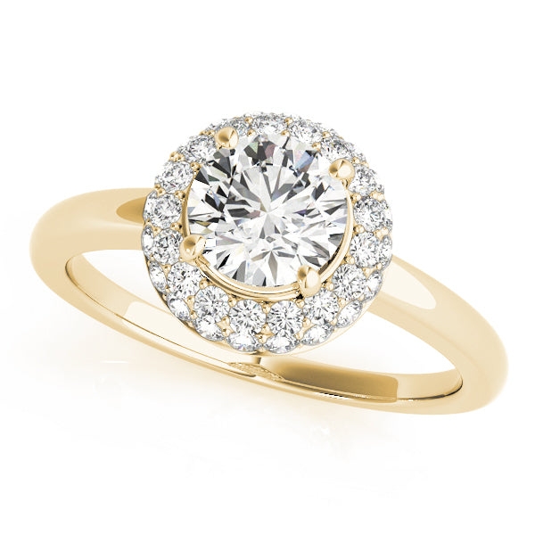 14K Yellow Gold Round Brilliant Diamond Pave Double Halo Engagement Ring (1.38ctw)