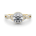 14K Yellow Gold Round Brilliant Diamond Halo Engagement Ring With Pave Accented Infinity Sides (1.20ctw) 