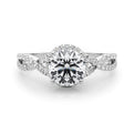 14K White Gold Round Brilliant Diamond Halo Engagement Ring With Pave Accented Infinity Sides (1.20ctw) 