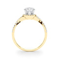 14K Yellow Gold Round Brilliant Diamond Halo Engagement Ring With Pave Accented Infinity Sides (1.20ctw) 