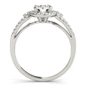 14K White Gold Round Brilliant Diamond Split Shank Halo Engagement Ring With Pave Accents (1.25ctw)