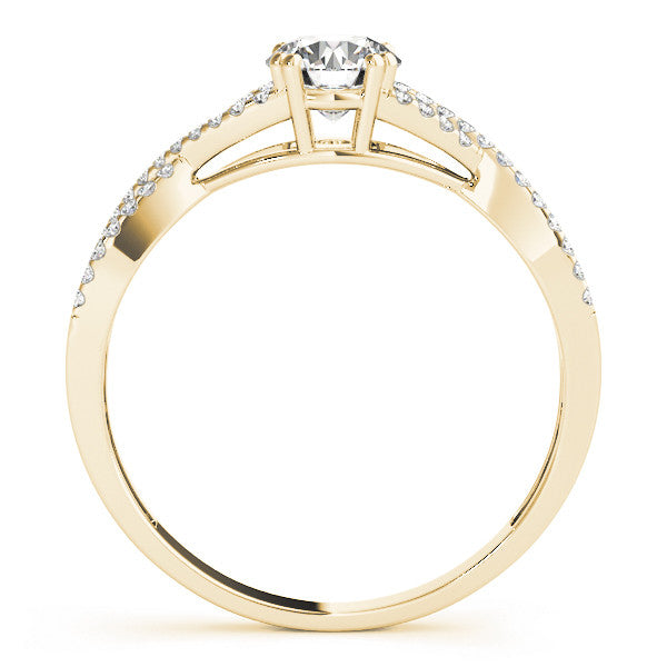 14K Yellow Gold Round Brilliant Diamond Twist Engagement Ring With Pave Accents (1.20ctw)