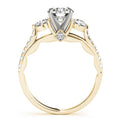 14K Yellow Gold Round Brilliant Diamond Three Stone Engagement Ring With Pave Accents (1.63ctw)