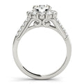 14K White Gold Round Brilliant Diamond Floral Halo Engagement Ring With Pave Accents (1.88ctw)