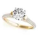 14K Yellow White Gold Round Brilliant Diamond High Shoulder Engagement Ring With Pave Accents (1.63ctw)