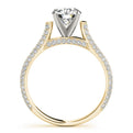 14K Yellow White Gold Round Brilliant Diamond High Shoulder Engagement Ring With Pave Accents (1.63ctw)