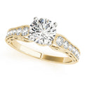 14K Yellow Gold Round Brilliant Diamond Antique Engagement Ring With Pave Accents (1.33ctw)