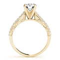 14K Yellow Gold Round Brilliant Diamond Antique Engagement Ring With Pave Accents (1.33ctw)