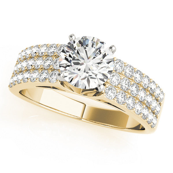 14K Yellow Gold Round Brilliant Diamond Multi-Row Engagement Ring With Pave Accents (1.38ctw)