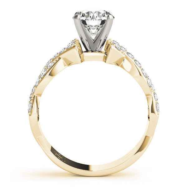 14K Yellow Gold Round Brilliant Diamond Twist Engagement Ring With Pave Accents (1.25ctw)