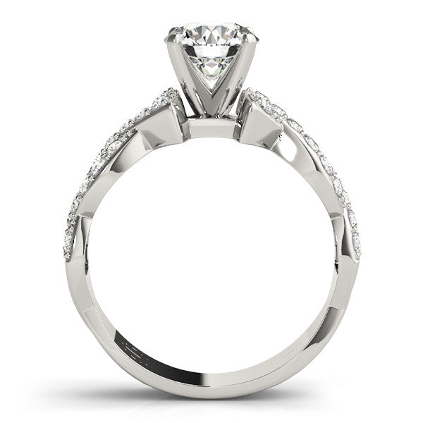 14K White Gold Round Brilliant Diamond Twist Engagement Ring With Pave Accents (1.25ctw)