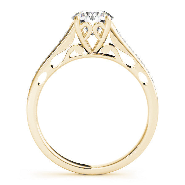 14K Yellow Gold Round Brilliant Diamond Engagement Ring With Pave Accents (1.20ctw)