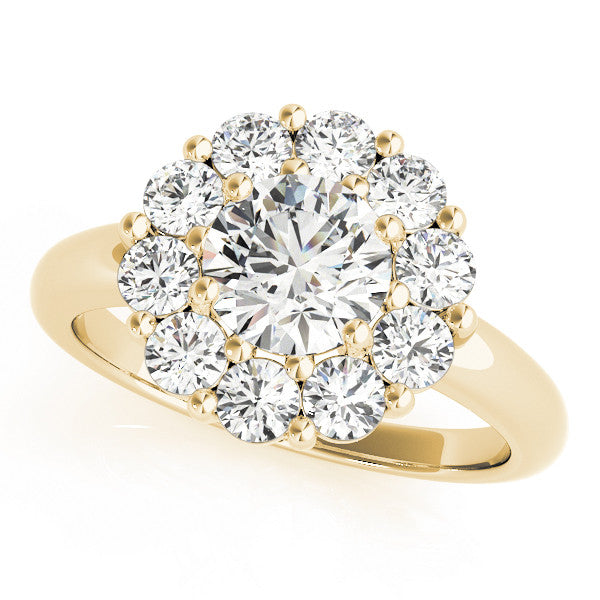 14K Yellow Gold Round Brilliant Diamond Halo Engagement Ring (2ctw)